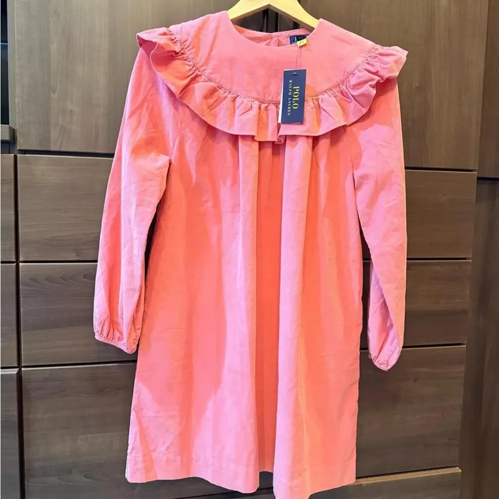 NWT Ralph Lauren Ruffled Cotton Corduroy Dress